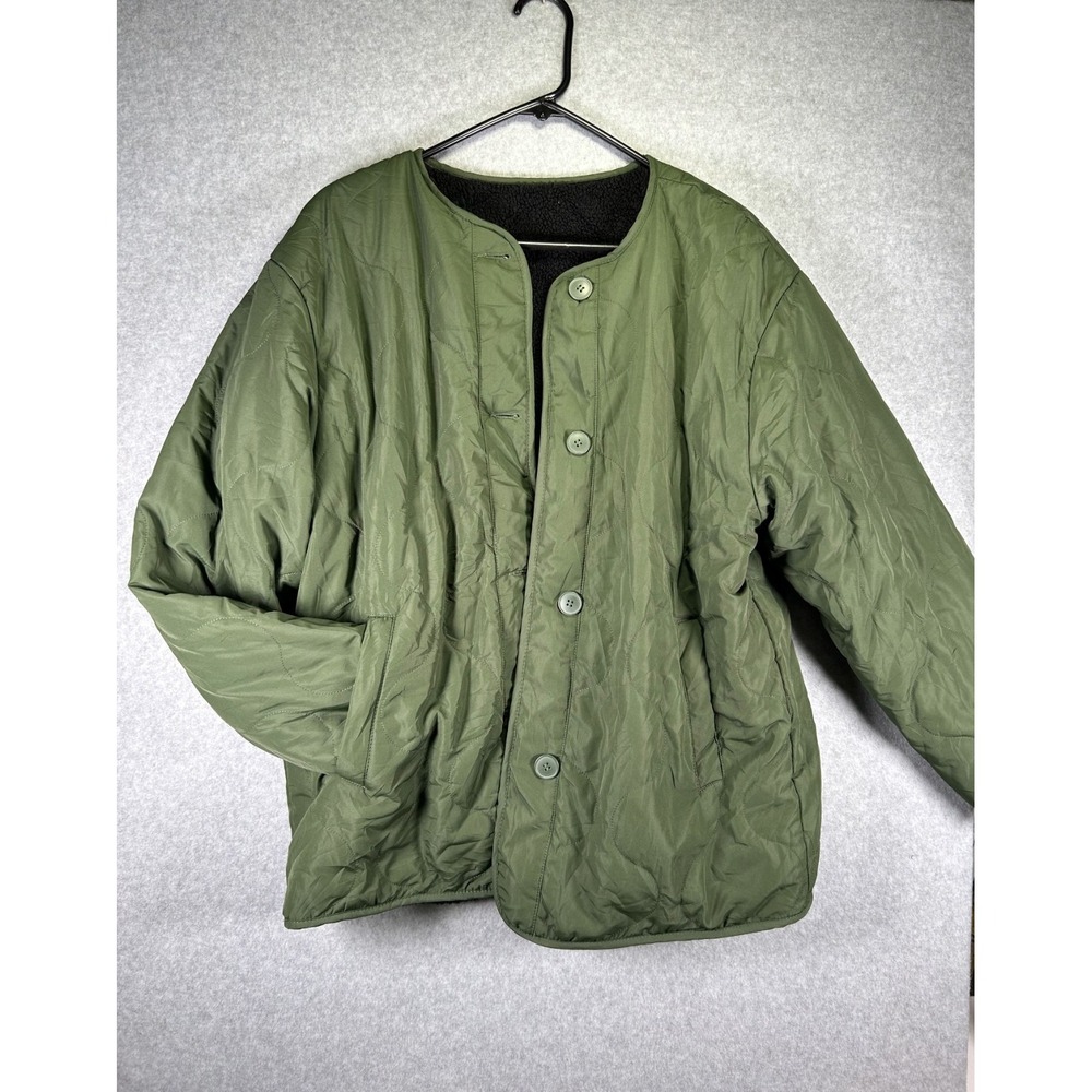 Ladies Baleno Quilted Jacket Womens Large Olive Green Sherpa Lined Button Front